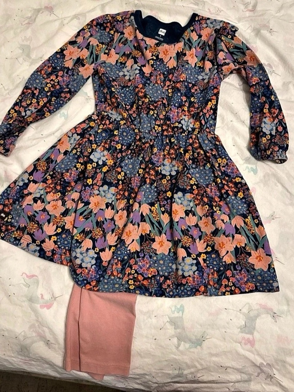 Tea Collection Kids Floral Dress with Matching Pink Leggings